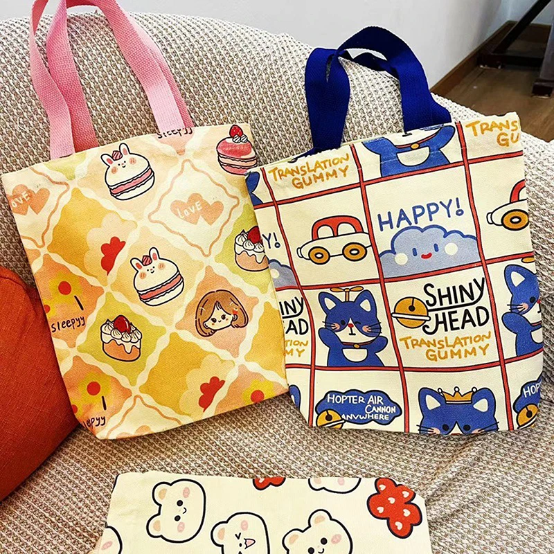 Cartoon Handtasche Canvas Tote Lunchbox Student Bento Geschenktüte Mädchen Arbeit Geburtstagsgeschenk