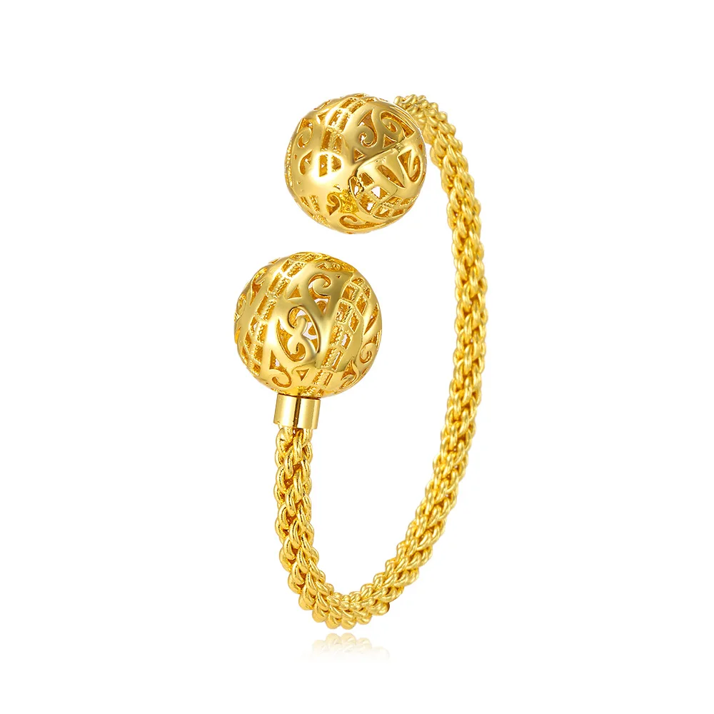 European and American cross-border round hollow twist spiral bracelet, personalized fashion exaggerated women's open bracelet