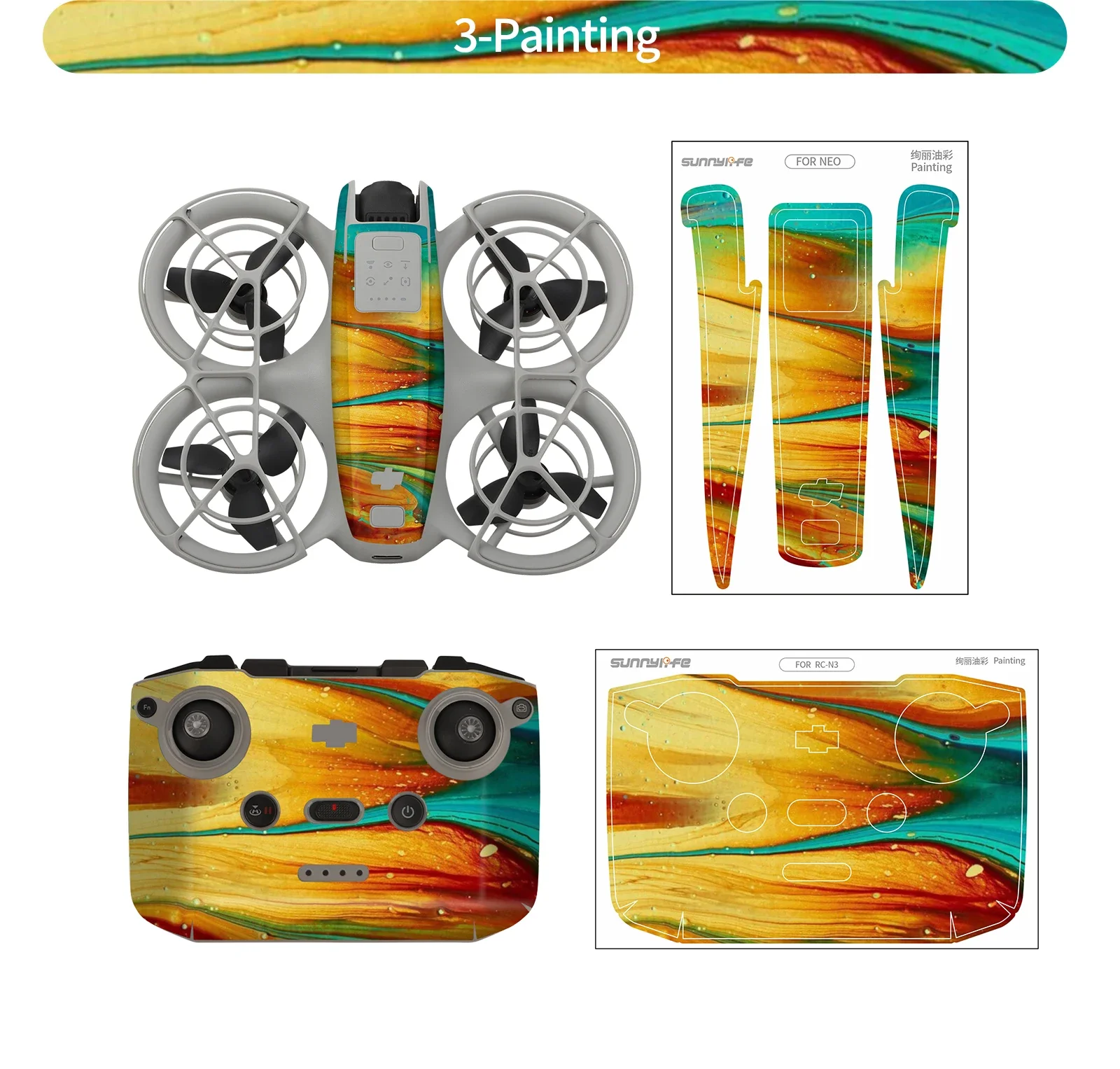 ملصقات بولي كلوريد الفينيل الملونة ل DJI NEO ، فيلم واقية ، مقاومة للخدش ، الجسم ، جهاز التحكم عن بعد ، الملحقات