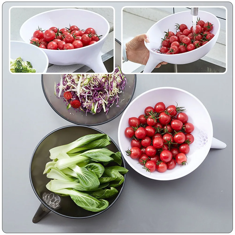 

Kitchen Plastic Drain Basket Rice Colander with Spout Strainer Bowl for Washing Vegetables Fruits Pasta Strainer