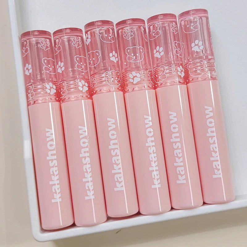 Cute Bear Velvet Lip Gloss Girl\'s Matte Lip Glaze Waterproof Lasting Transparent Red-brown Lip Mud Korean Makeup Liquid Lipstick