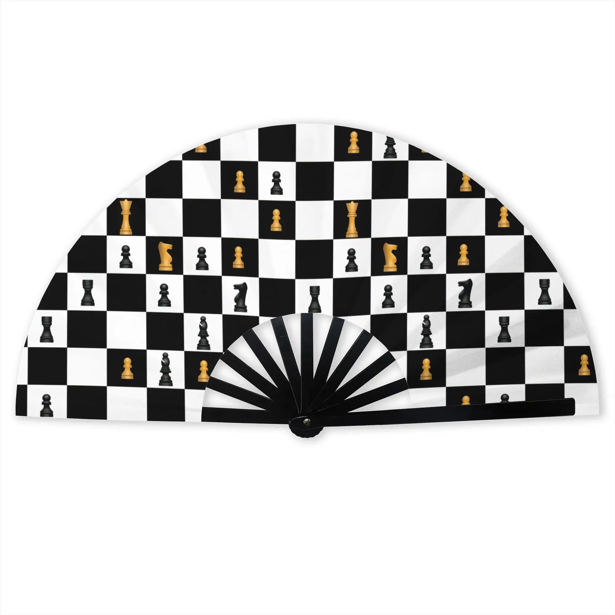 Power Play Chess Game  Portable Pocket Fan Travel Chess Lover Piece  Folding Fan Chinese Dance Cooling Handheld Fans