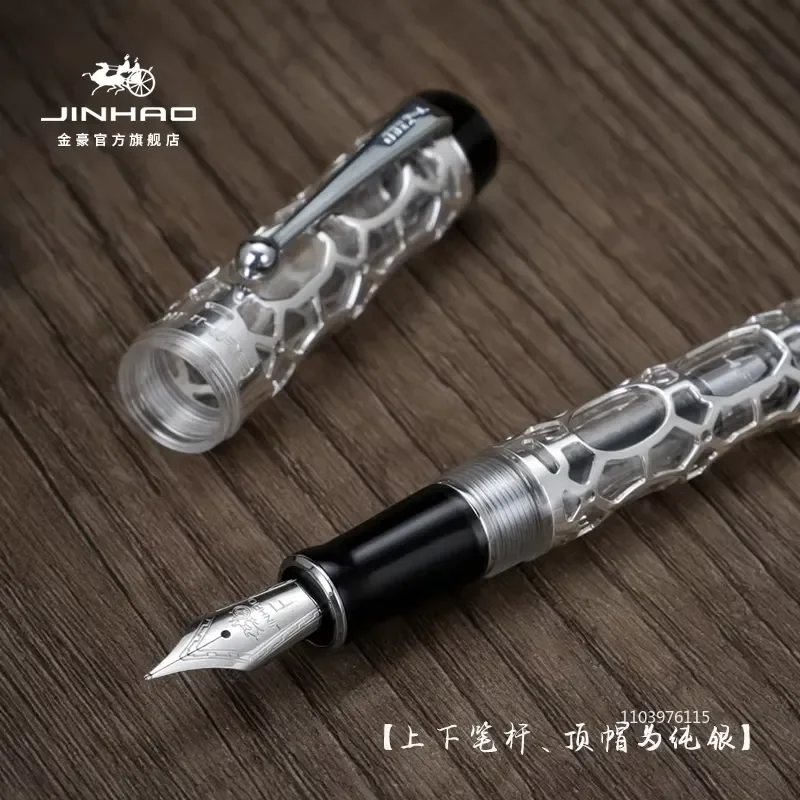 

Jinhao Century 100 Fountain Pen Luxury S925 Sterling Silver Hollow Design Premium Business Fountain Pen Smooth Writing Ink