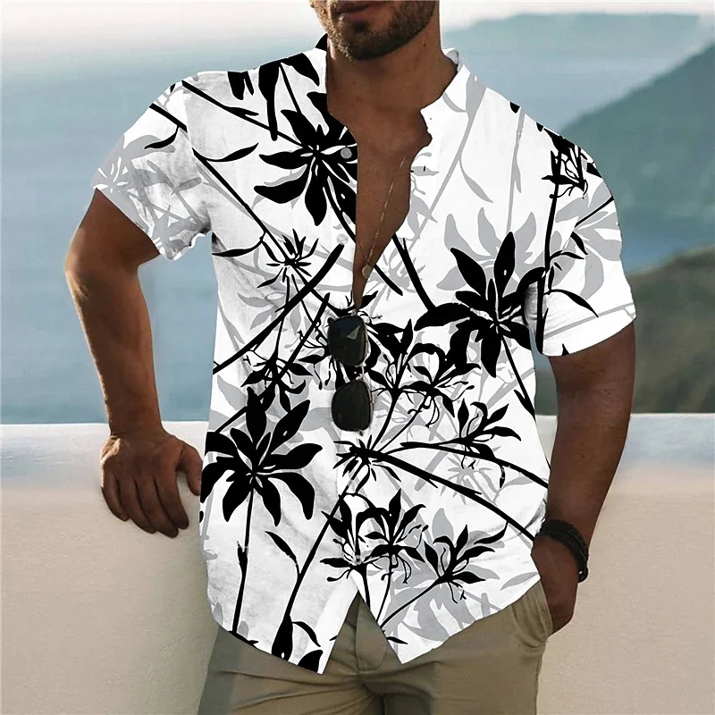 Camisa havaiana de manga curta masculina, camisa de coco, estampada em 3D, blusa de praia, tops de moda 3XL, 2023