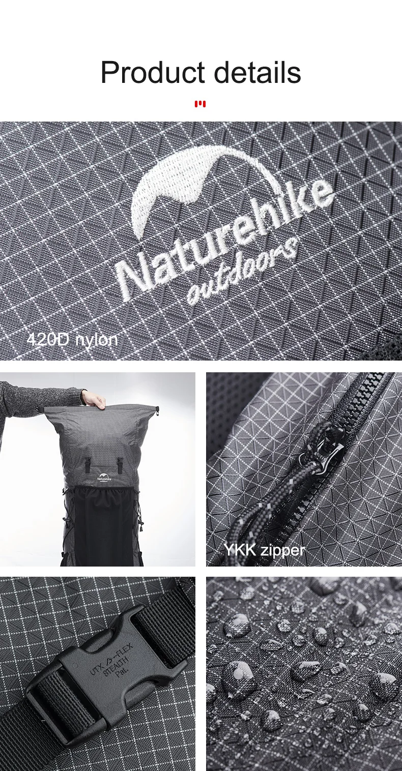 Naturehike Wanderrucksack 60+5L Große Kapazität Rock Series 2.0 Outdoor-Sporttasche Camping Klettern Reise Wasserdichter Rucksack – Detail 11