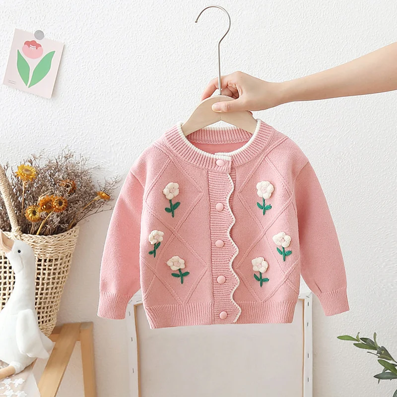 

Girls Sweater Wool Coat Kids Tops Knitting 2024 Lovely Thicken Warm Winter Autumn Cardigan Christmas Gift Cotton Children's Clot