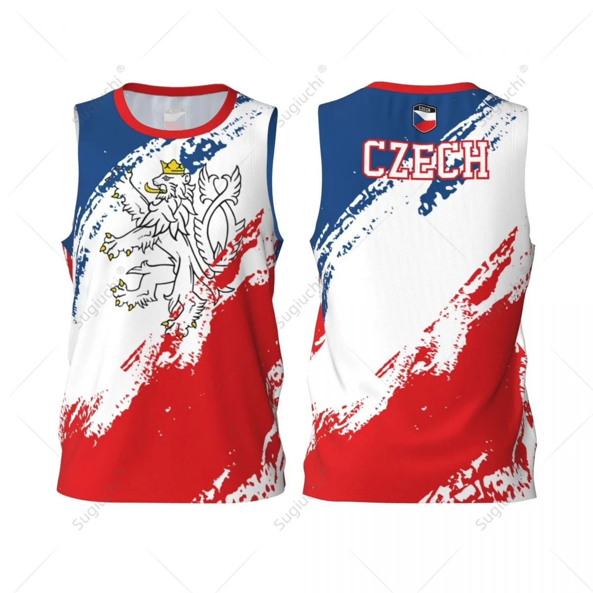 Men Basketball Sports Czech Republic Flag Running Fitness Multifunction Jersey Sleeveless shirt Custom Name Nunber Exclusive