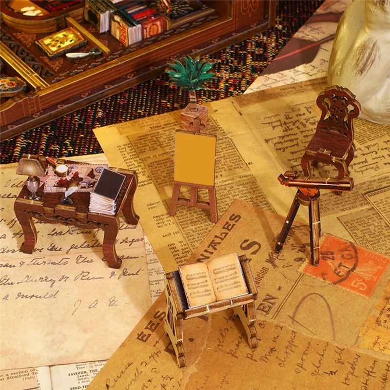 Coin de livre de bricolage hautement recommandé, Puzzle 3D en bois, Kit de serre-livres pour décoration d'étagère, avec Kits de modèles légers pour adultes