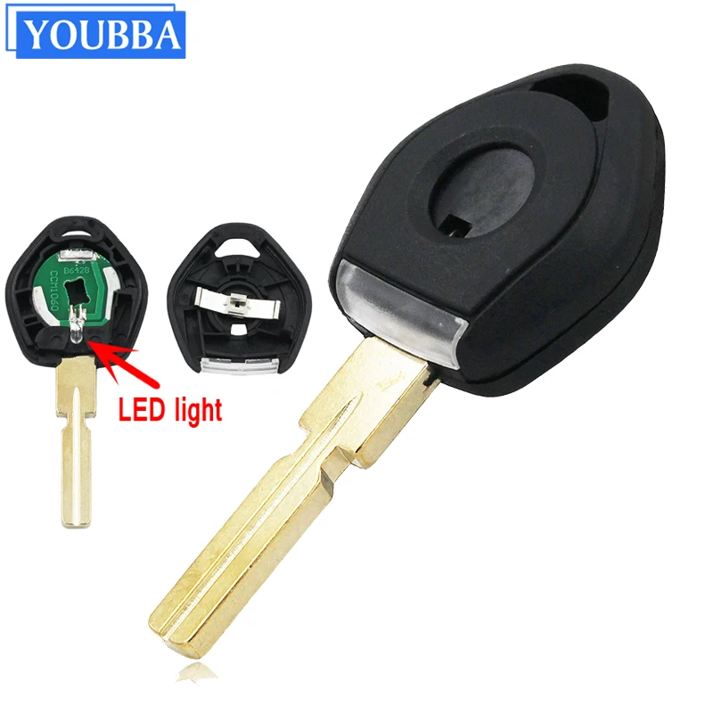 YOUBBA Remote Car Key Shell Replacement Old Style For BMW 3 5 7 Z3 E36 E34 E38 With LED Light Transponder Case HU58 Blade