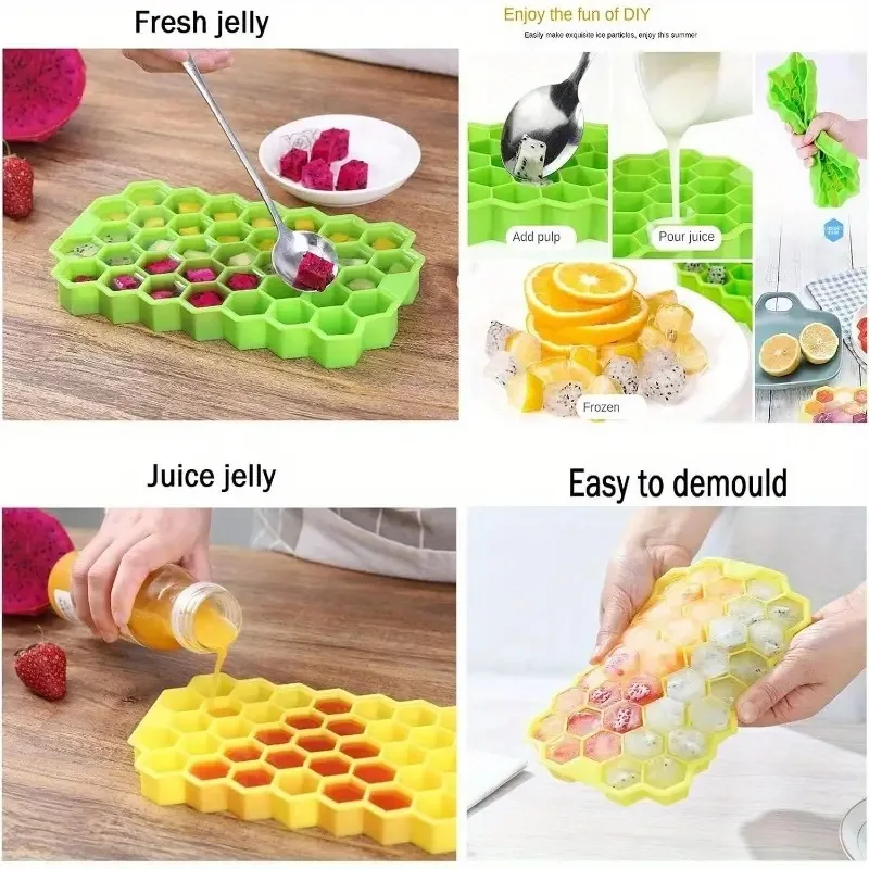 37 شبكة صينية مكعبات الثلج مع غطاء قالب من السيليكون العسل لتقوم بها بنفسك صانع الثلج الغذاء الصف سهلة إزالة قالب الثلج أدوات المطبخ الحلوى البار #4