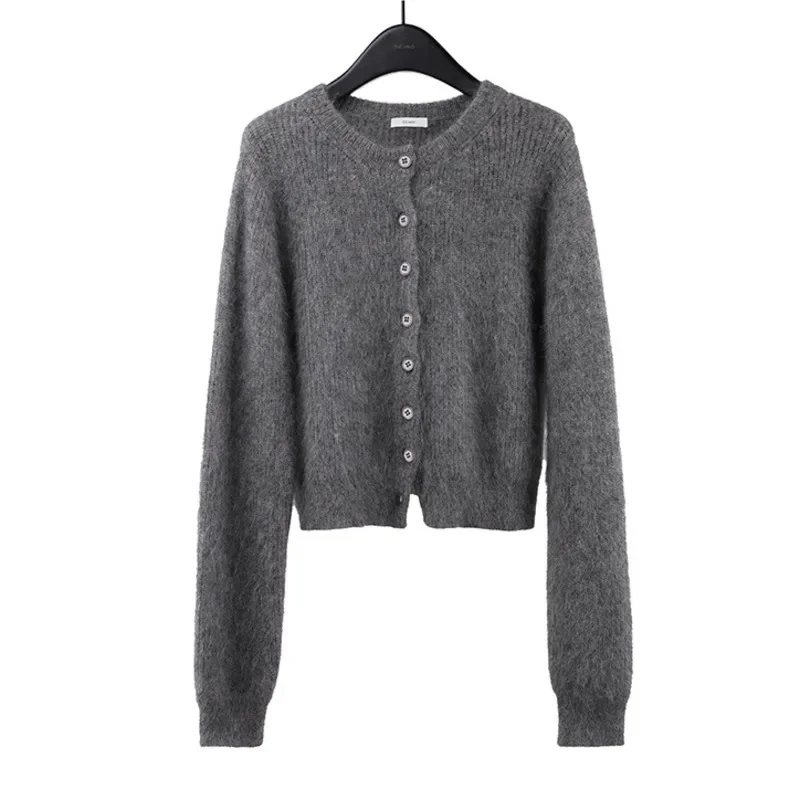 Pull cardigan décontracté en cachemire pour femme, haut à col rond, manches longues, bouton en tricot coréen, porte est, laine adt, hiver, 216.239., TML