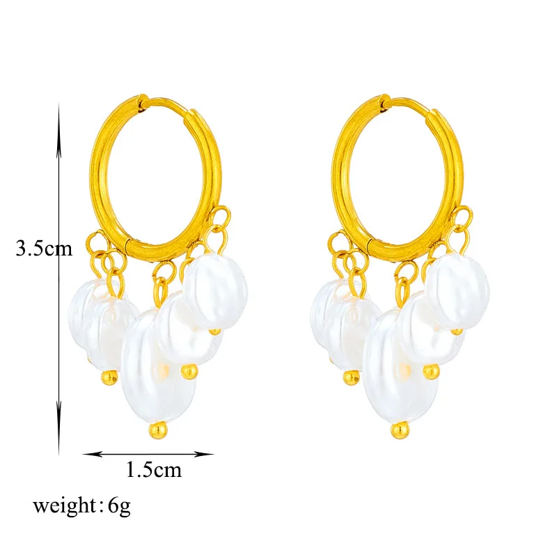 LAMENGLY 316L Stainless Steel Pearl Tassel Pendant Earrings For Women Girl New Fashion Ear Buckle Party Waterproof Jewelry Gifts