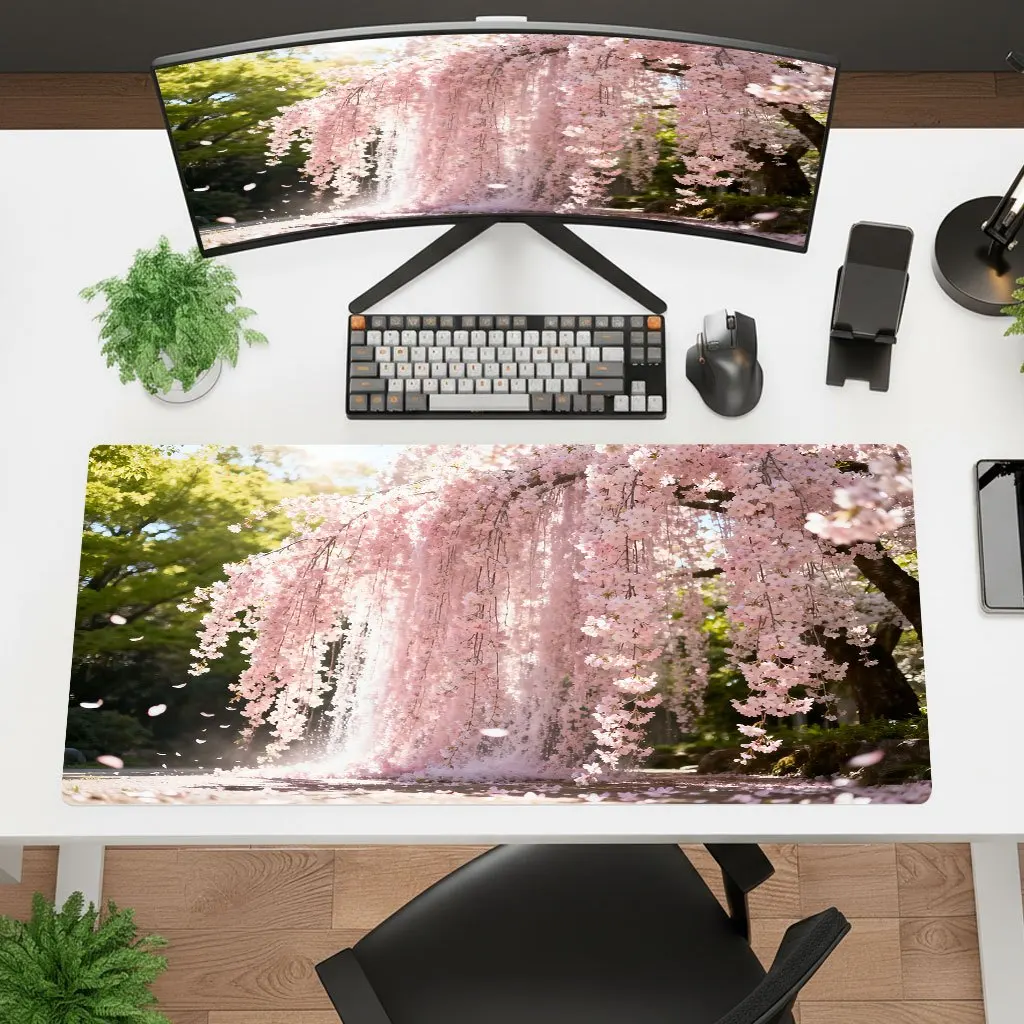 Metal Decor Pink Flower Hanging Mouse Pad HD Print Non-Slip Rubber Thick Polyester Mat for Laptop Office Gaming Desktop Decor