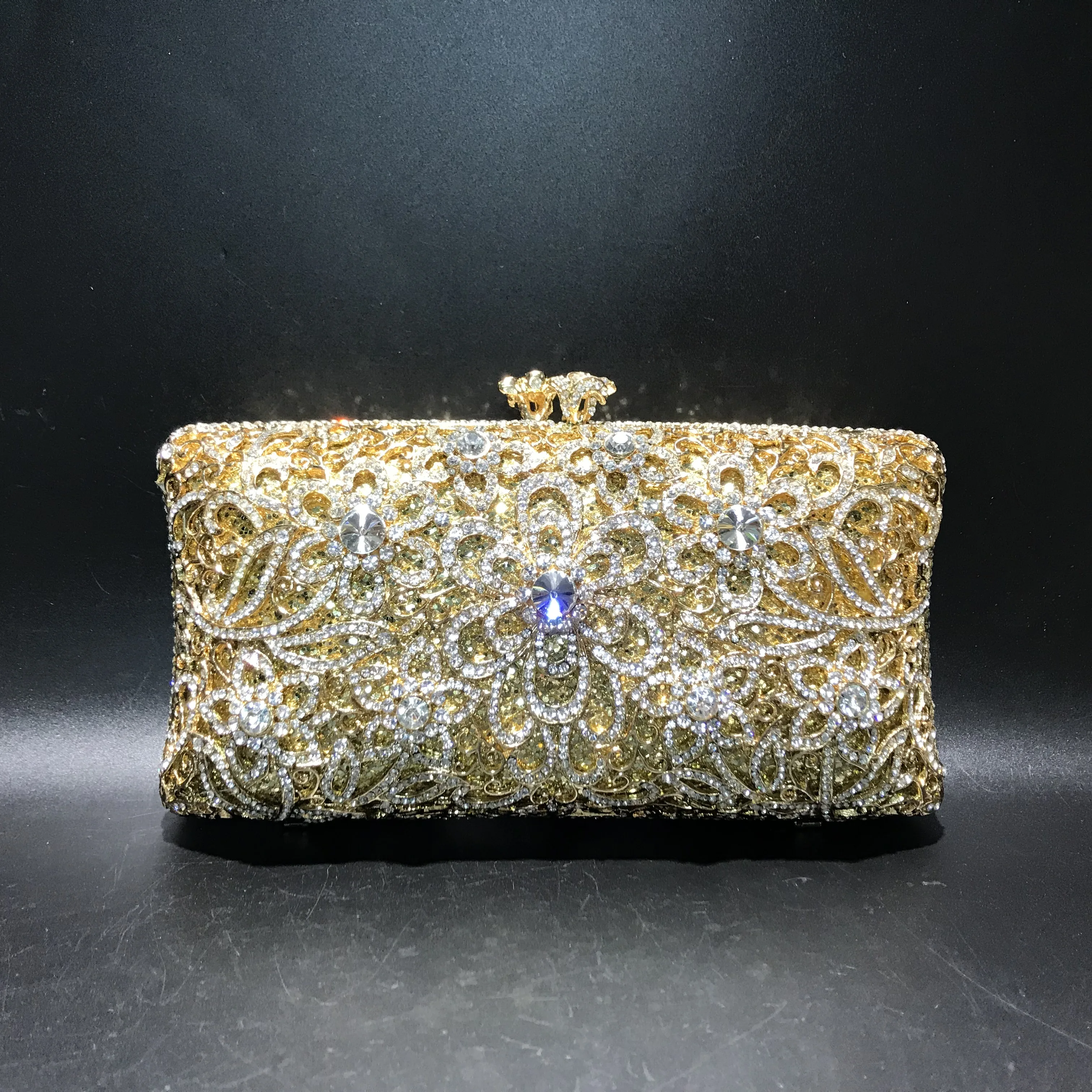 

2025 модный новый стиль, золотой блестящий квадратный женский полый металлический клатч со стразами на одно плечо, вечерняя сумка