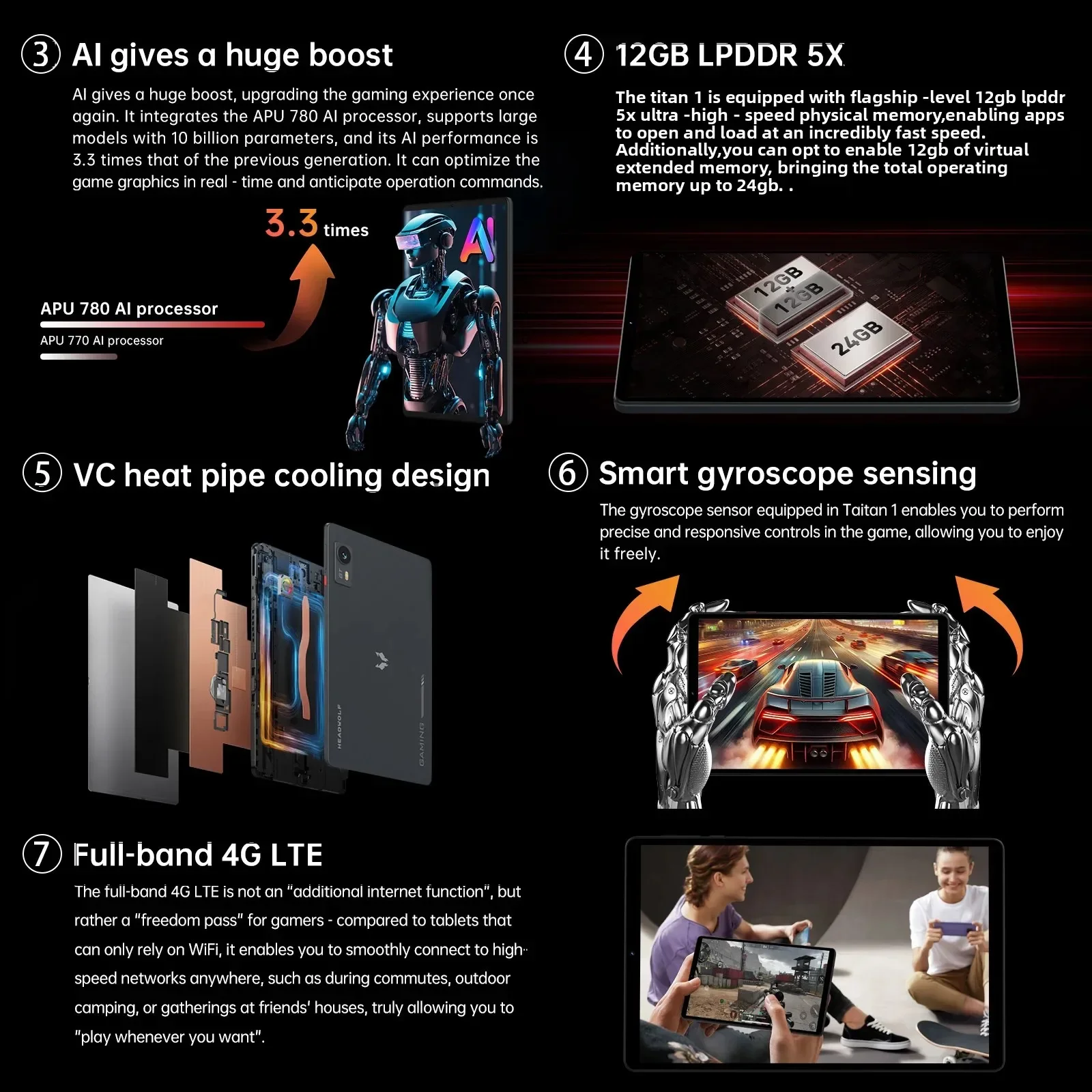 تابلت للألعاب هيدولف تيتان 1 MTK 8300 144 هرتز ​ ، 8.8 بوصة 2.5K بحد أقصى 24 جيجابايت + 256 جيجابايت ROM، 7200 مللي أمبير PD 20 وات، SIM 4G LTE WiFi 6 & BT 5.4