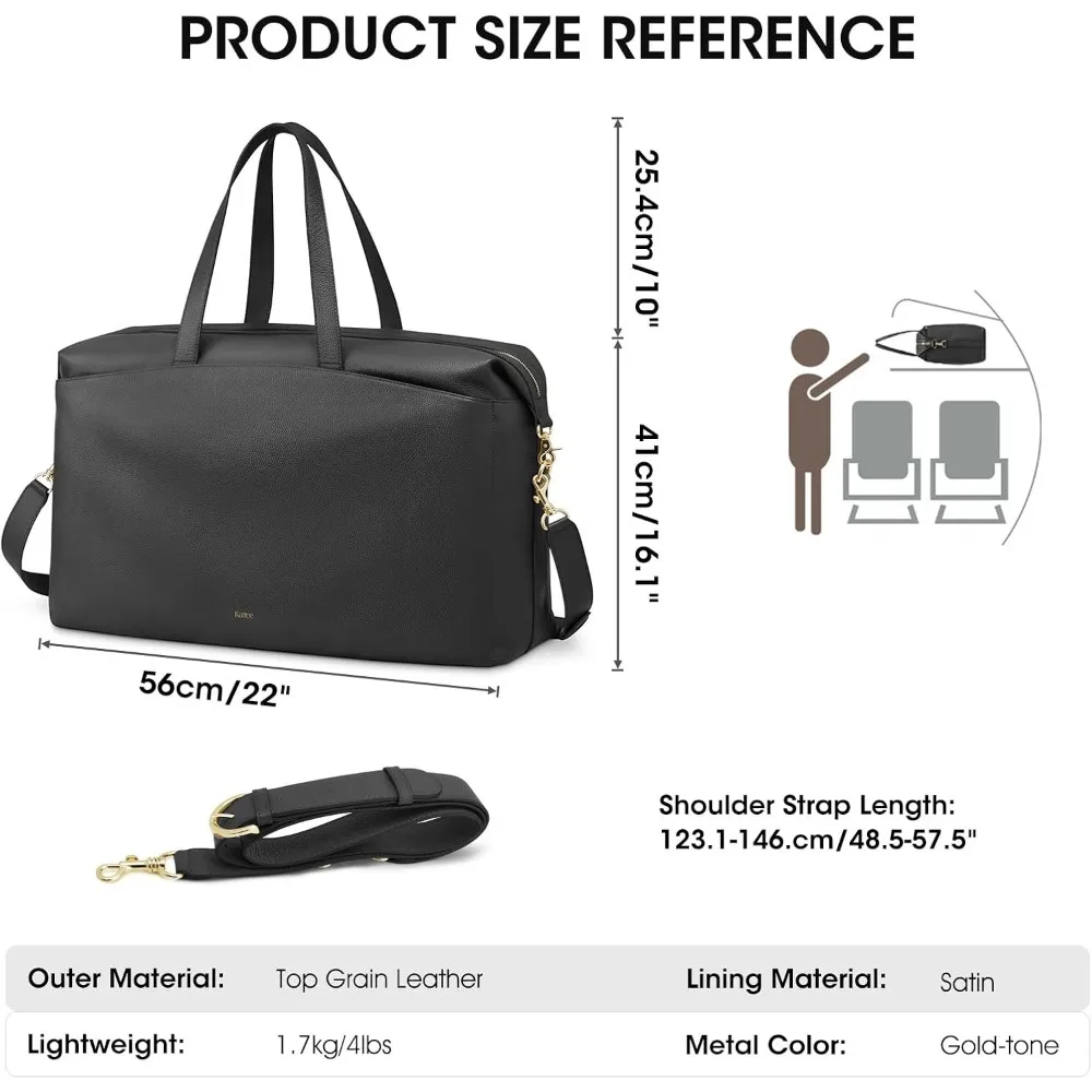 حقائب سفر جلدية للنساء في عطلة نهاية الأسبوع - حقيبة كبيرة من القماش الخشن طوال الليل لحمل عطلة نهاية الأسبوع