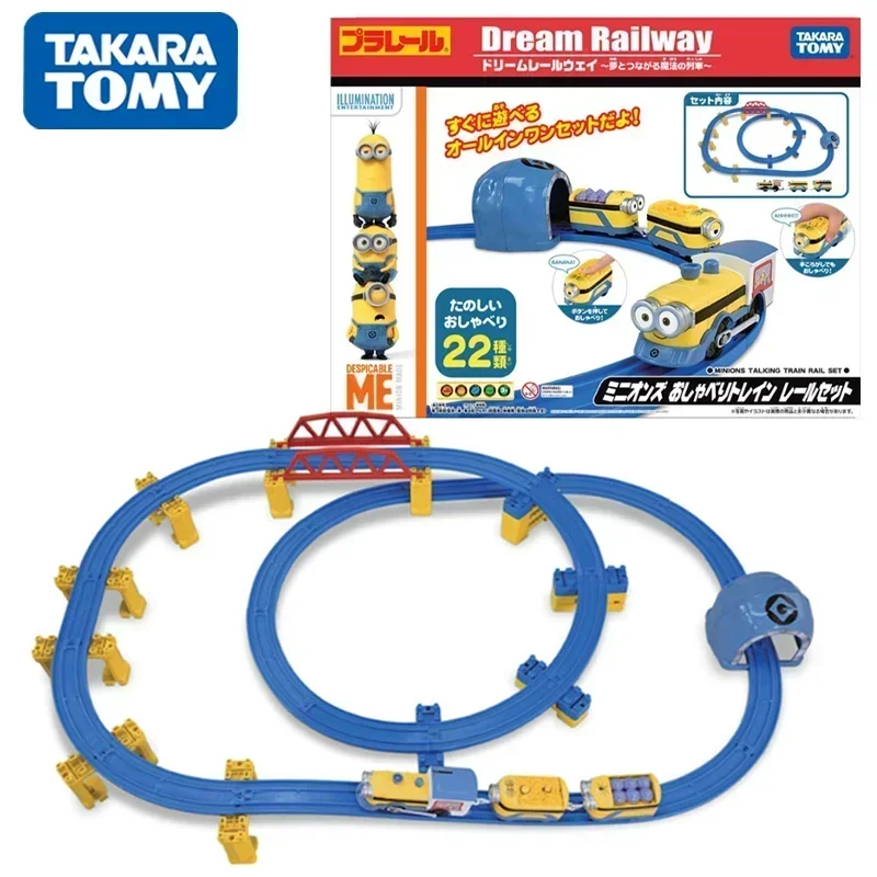 TAKARA TOMY Tomica cartoon electric train track Set 964070 Despicable Me Minions Boy toys, children's holiday birthday gifts