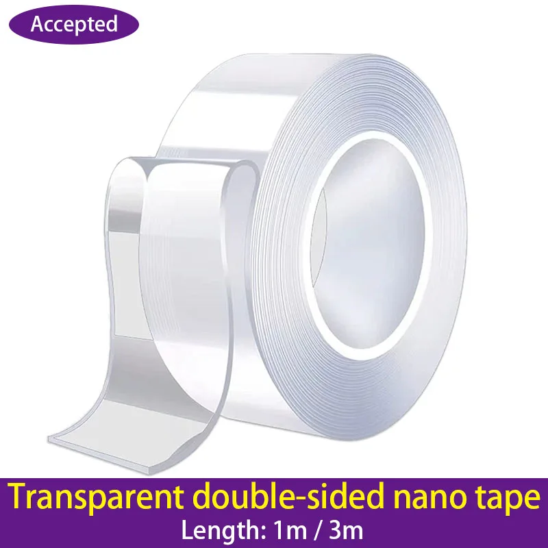 1M 3M Nanotape Waterproof Wall Sticker Reusable Heat-Resistant Bathroom Home Decor Clear Double-Sided Nanotape