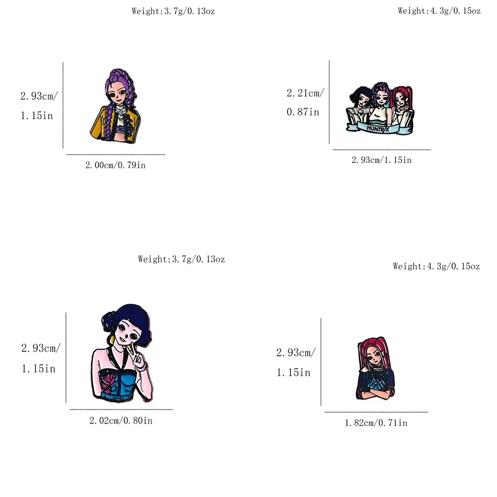 4 Uds KPop Demon Hunters broche esmaltado insignia HUNTR/X mochila de aleación accesorio Rumi Mira Zoey diseño joyería regalo para niños