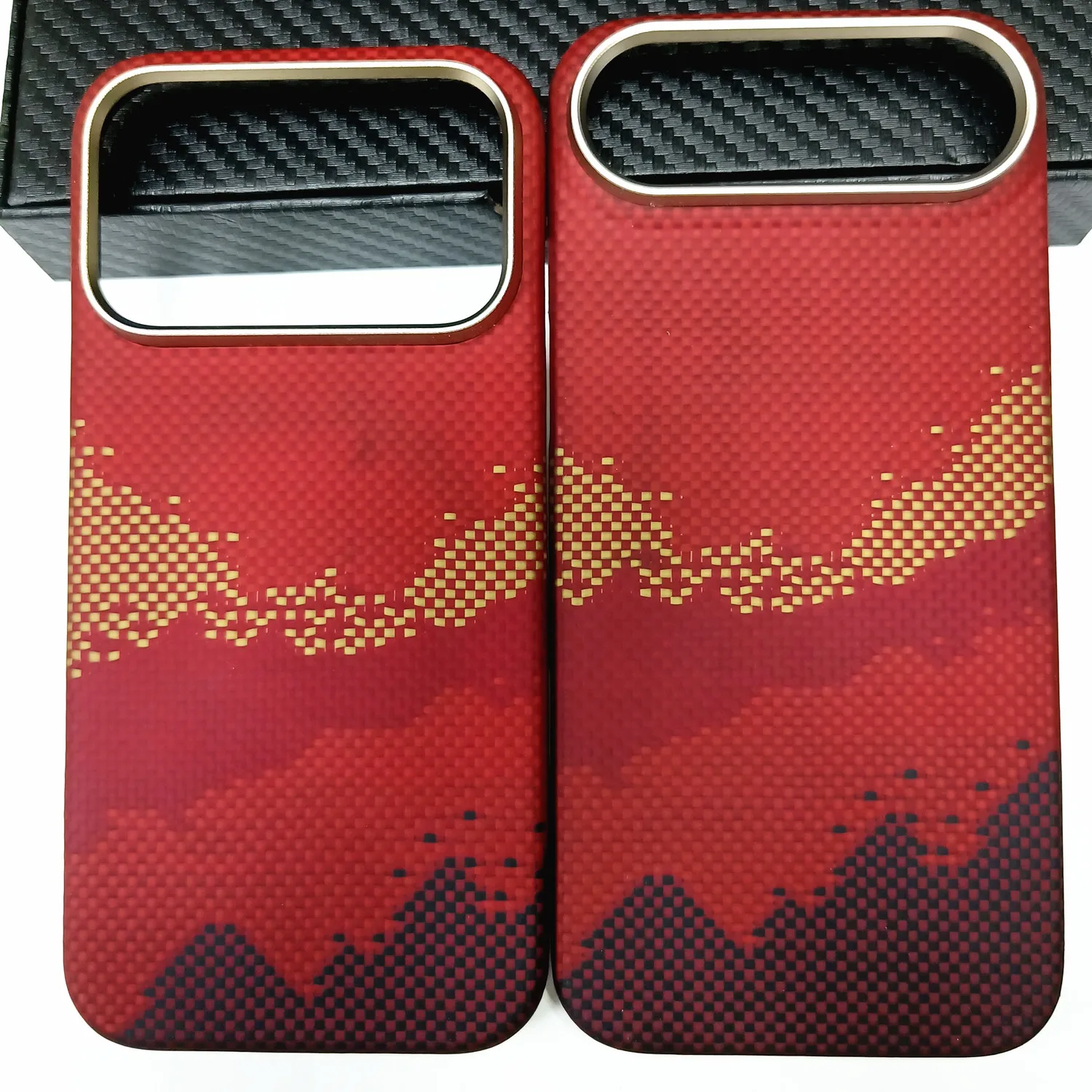 

Original Carbon Fiber Magsafe Case For iPhone 17Pro 17 Pro Max Woven Sunset Hill Moonrise Bulletproof Magnetic Armor Cover