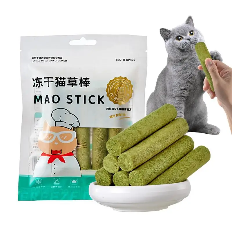 Cat Grass Chewing Stick Natural Teeth Cleaner Pet Snacks Hairball Removal Sticks for Kitten Mouth Healthy Improve Digestion