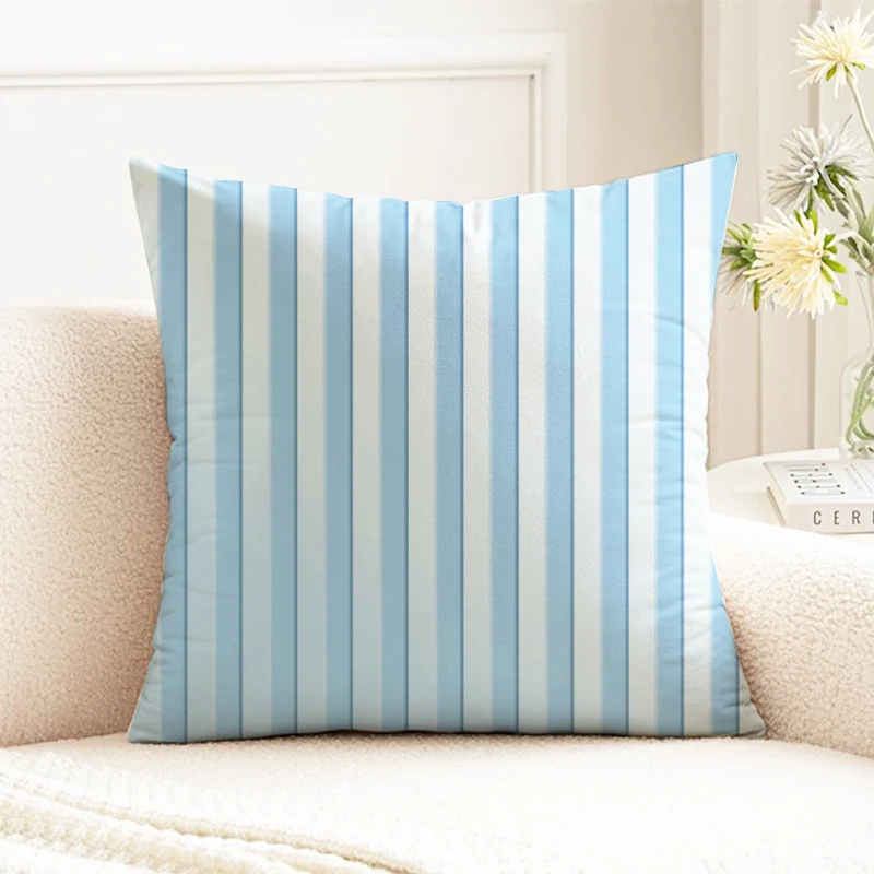 

Light Blue Striped Pillow Cover, Fresh Vertical Stripe Decorative Cushion Case, Sofa Bed Home Decor Accent Pillow