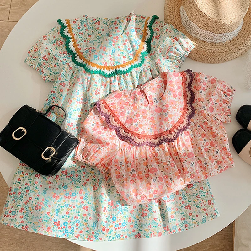 Kids Baby Girls Short Sleeve Printing Dress Summer Sweet Baby Girls Dress Baby Girls Children Clothes Dress