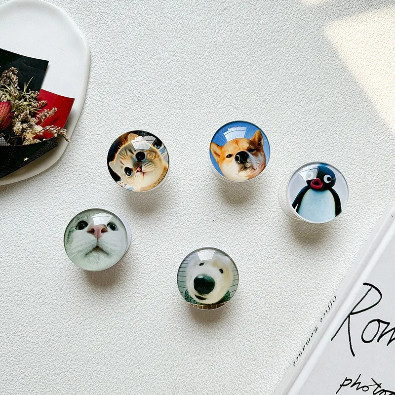 

3D круглая кошка, собака, прозрачная складная ручка для пальцев, расширяющаяся подставка, подставка для мобильного телефона, держатель для Iphone 15, Xiaomi, держатель, кронштейн для подставки