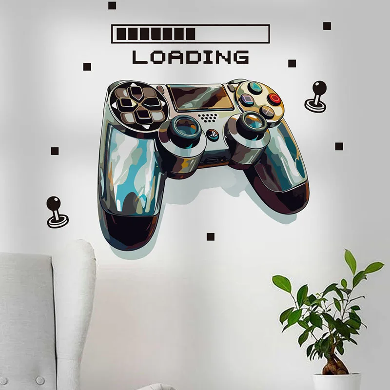 

4pcs Cartoon Game Controller Wall Stickers Decorate Boy Room Living Room Self-adhesive Can Remove Pvc Wall Sticker Paintings