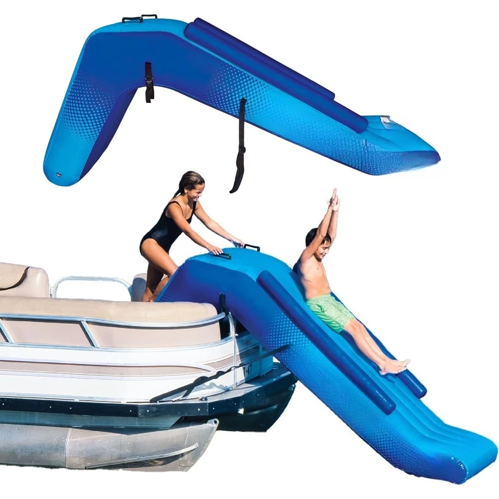

8 ft Inflatable Pontoon Waterfall Slide for Boats - Perfect Summer Lake Party Accessory for Kids & Adults