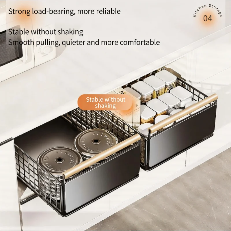 Kitchen Foldable Sink Pull-out Rack Cabinet Push-pull Retractable Basket Organizer Adjustable Slide Drawer Dish Storage Rack