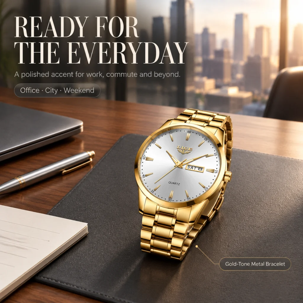 LIGE Classic Business Man Watch Luxury Casual Simple Calendar Week Stainless Steel Clocks Life Waterproof Quartz Watches for Men