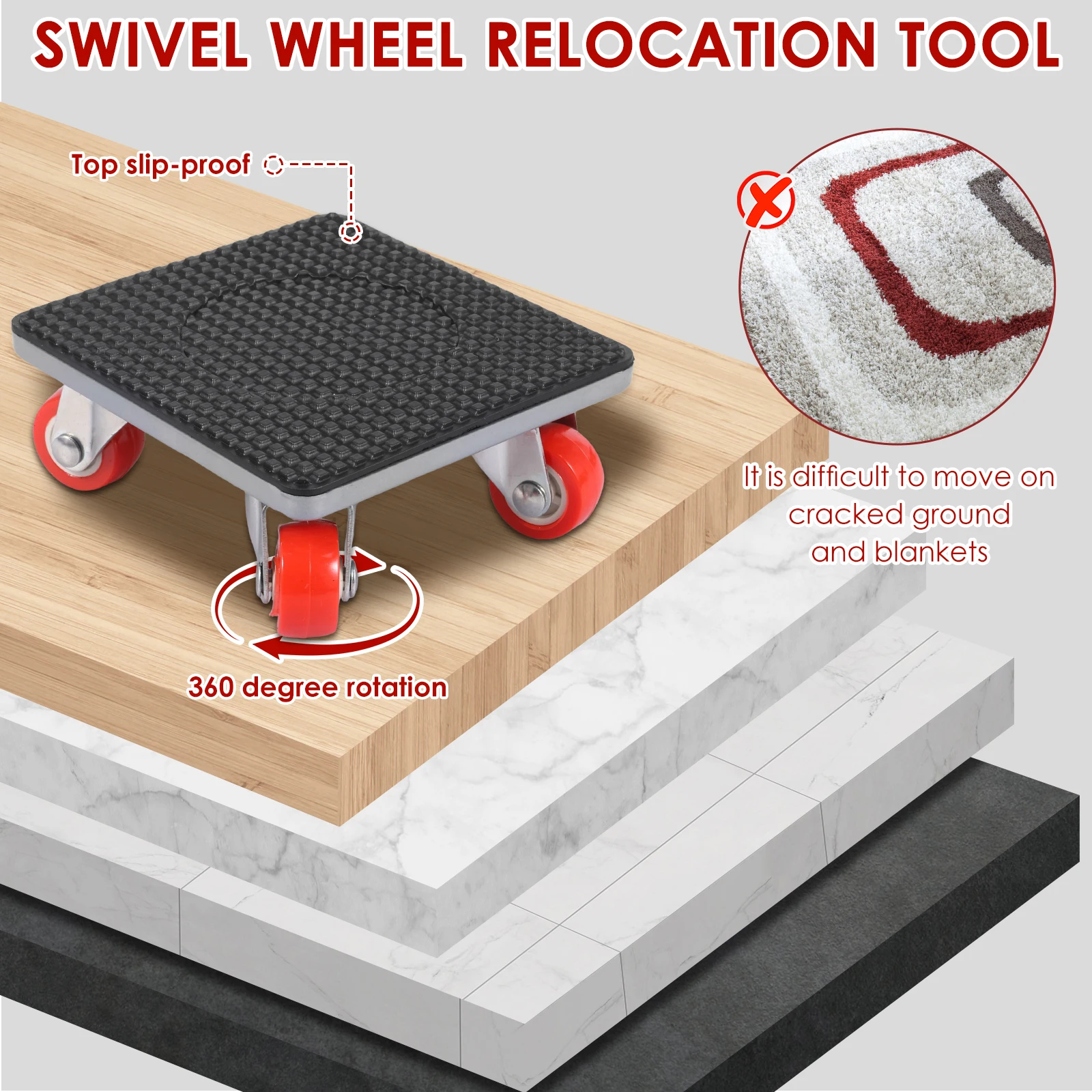 5/7 Pcs Furniture Mover Tool Set Heavy Stuffs Moving Roller with 360° Rotating Wheels Professional Moving Tools for Moving Sofa image 5