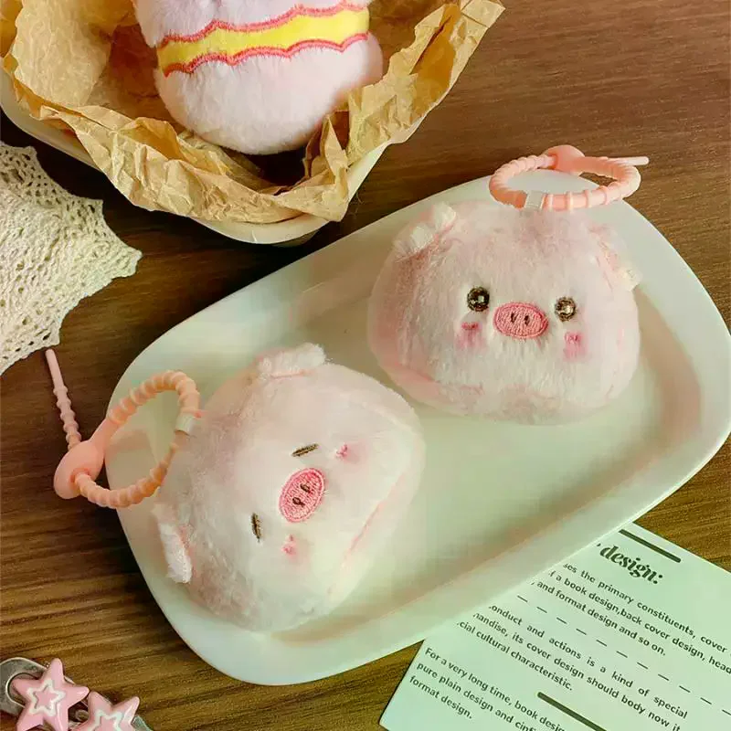 لطيف الكرتون ليتل خنزير باوزي دمية أفخم قلادة المفاتيح Kawaii الحيوان أفخم خنزير ظهره تزيين مُثبت اكسسوارات هدية