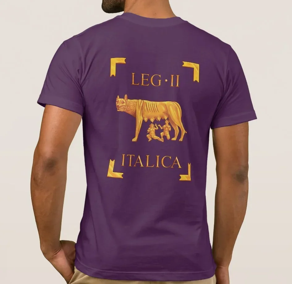 The 2nd Legion, Roman Legion LEG II Italica Captioline Wolf Vexillum T-Shirt 100% Cotton O-Neck Short Sleeve Casual Mens T-shirt