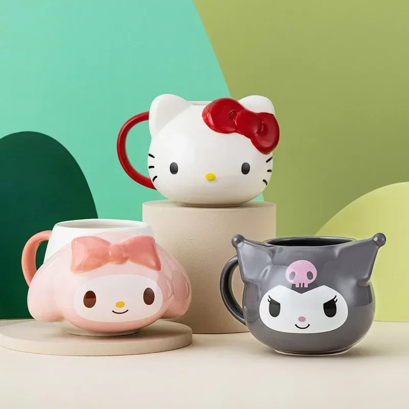 

MINISO Hellokitty Ceramic Mug Cute Cartoon Sanrio Embossed High-value Handle Cup Couple Water Cup Exquisite Birthday Gift