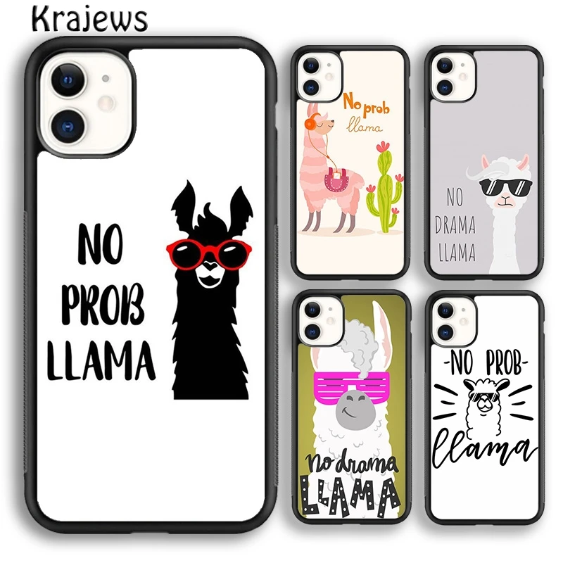 Krajews No Drama Prob Llama Lama Phone Case Cover For iPhone 16 15 SE2020 14 6 7 8 plus 11 12 13 pro max coque Shell Fundas