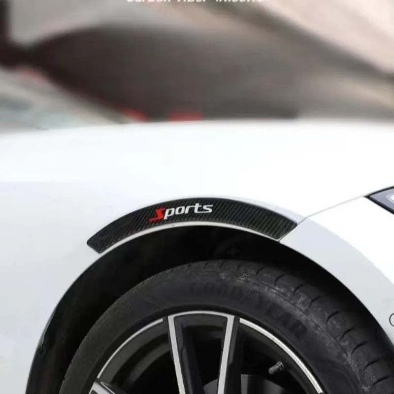 Stiker Fender Serat Karbon Mobil Strip Anti Tabrakan Bodi Strip Trim Fender Berlapis Epoksi-Tahan Gores Tebal 4 Buah