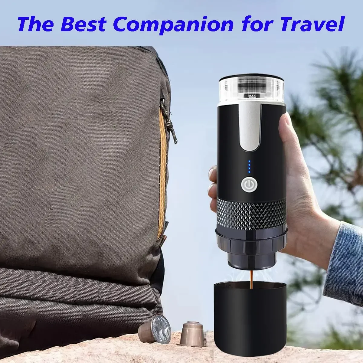 Houselin Portable Espresso Machine Compatible NS Capsules Mini Travel Manual Coffee Machine Perfect for Camping Travel Office