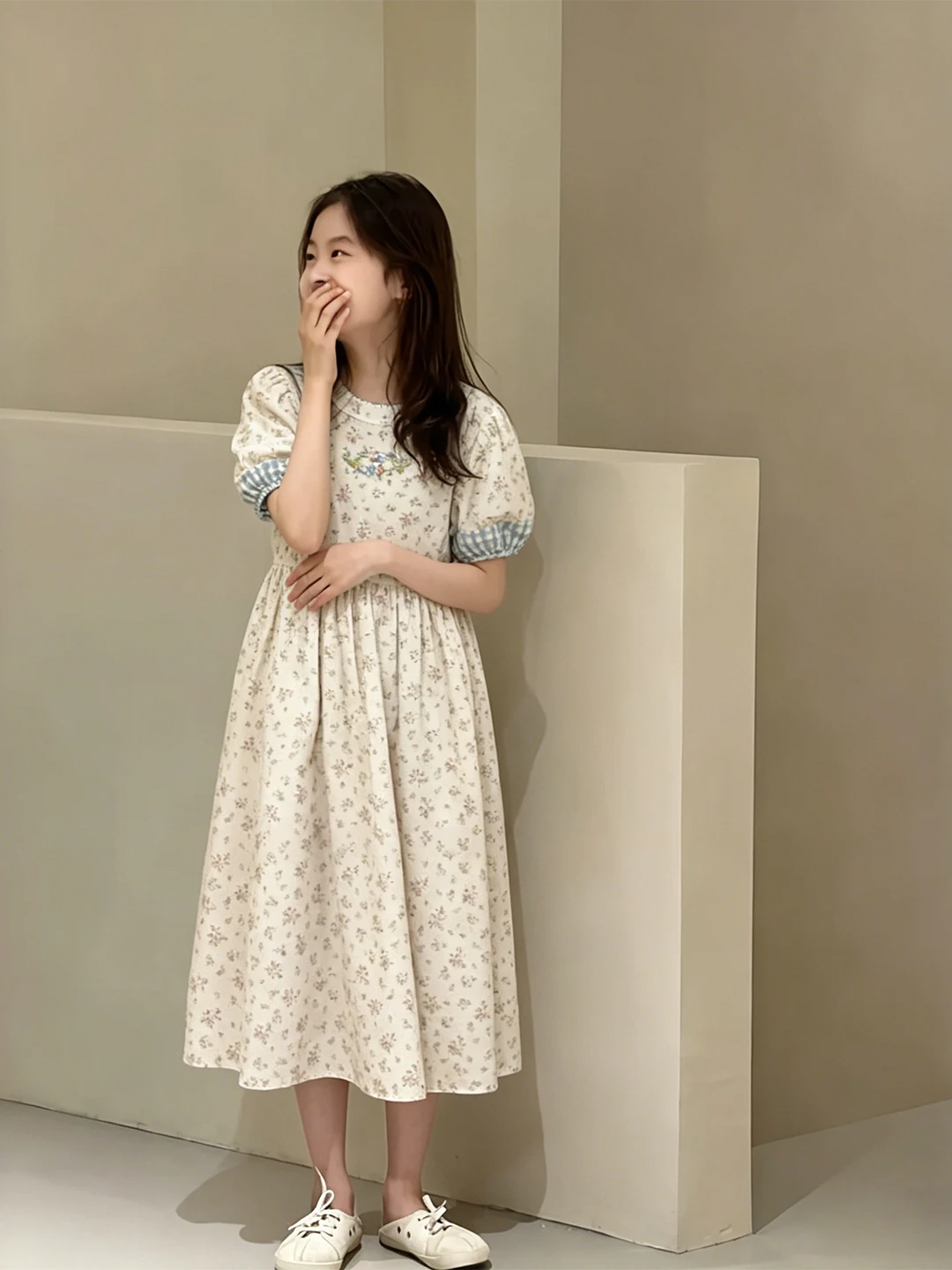 

Girls Floral Print Dress Children's Summer Clothing 2026 New Country Style Long Skirt Fashionable Kids' Outfit Soft Fabric