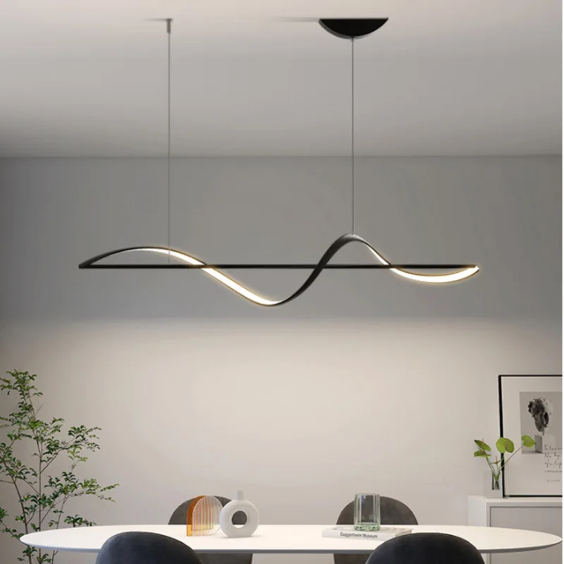 

2023 New Revolve Led Chandelier Dimmable Black for Dining Living Room Center Table Kitchen Pendant Lamp Minimalist Decor Fixture