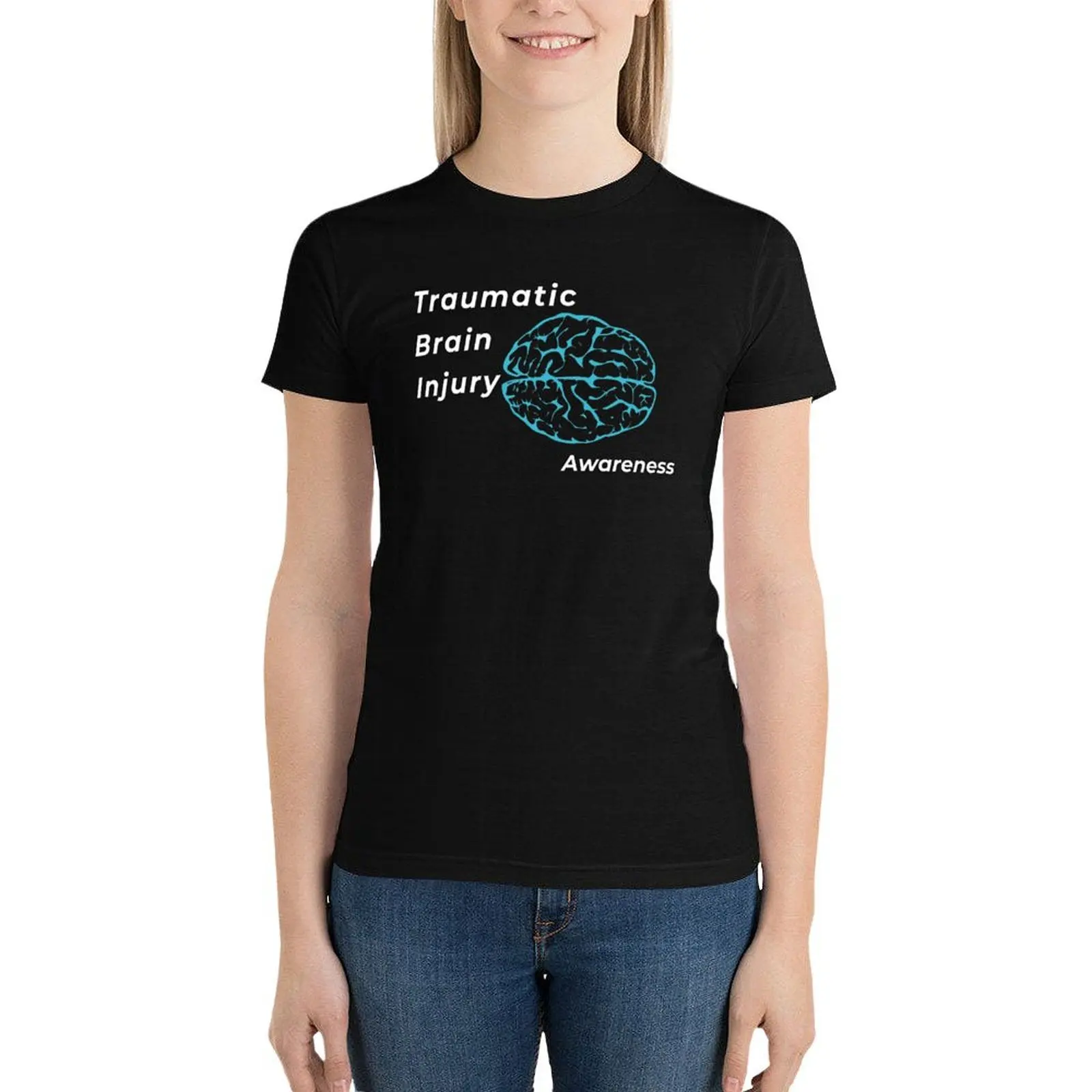 Traumatic Brain Injury Awareness (White Letters) T-Shirt summer top Female clothing funny t shirts for Women