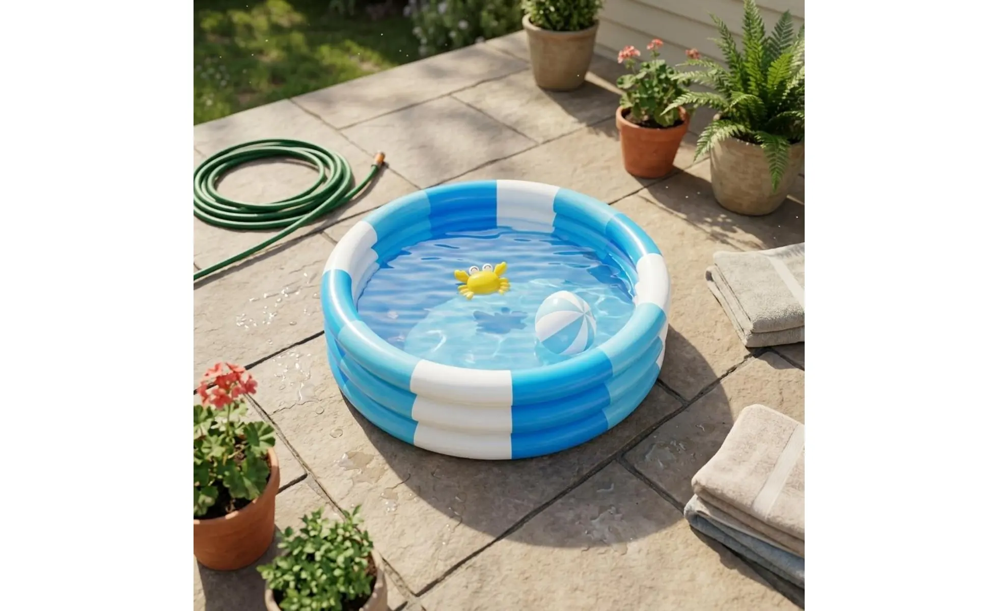 3 Circular Kiddie Pool Shallow Raised Circular Pool Kids Product Easy to Inflate Long-Lasting Vinyl for Children