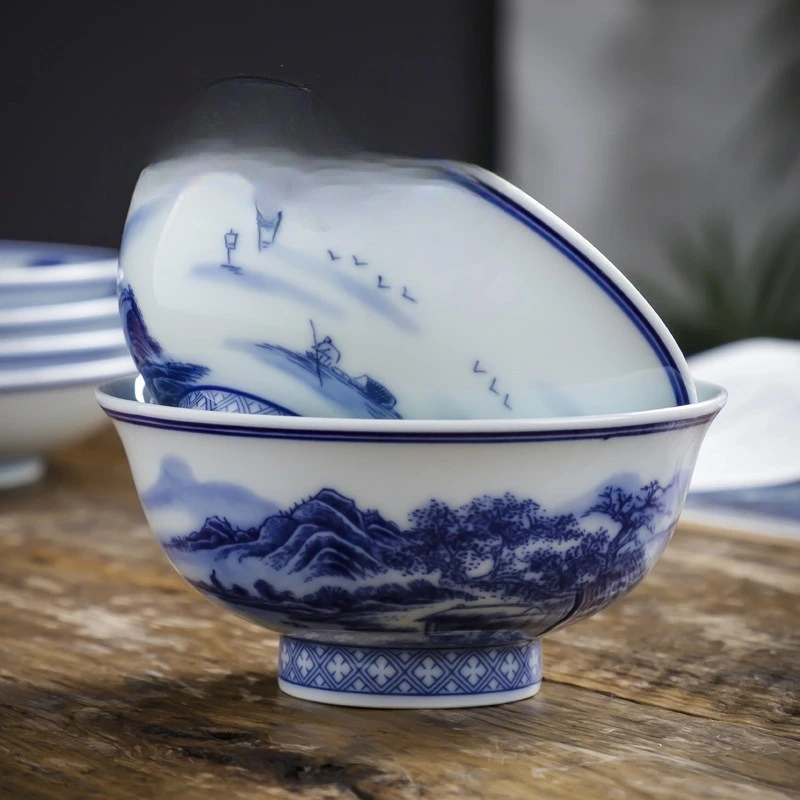 High temperature Jingdezhen underglaze, color blue and white porcelain dishes, dishes and tableware set