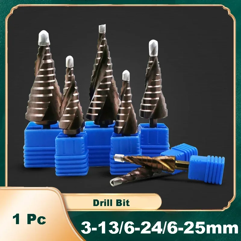 HSS M35 Cobalt Step Drill Bit 3-13mm 6-24mm 6-25mm Hexagonal Shank Pagoda Drill Bit Woodworking Hole Opener Bit Drilling Tool