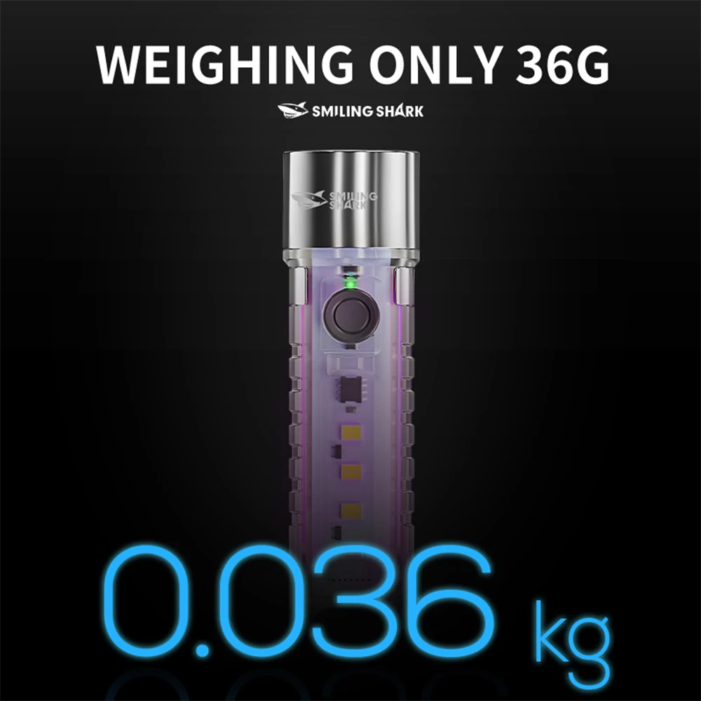 1 قطعة Smiling Shark SD-1221 مصباح يدوي صغير بسلسلة مفاتيح LED ، مصباح يدوي فائق السطوع ، ضوء فلاش طويل الأمد قابل لإعادة الشحن #5