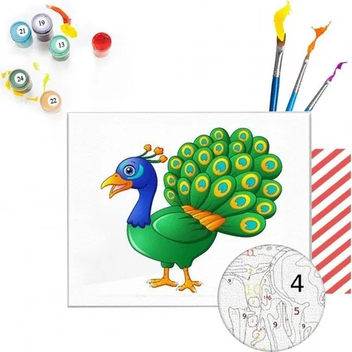 Tabdiko Painting By Numbers Peacock 40*50 cm Canvas Print Painting Set