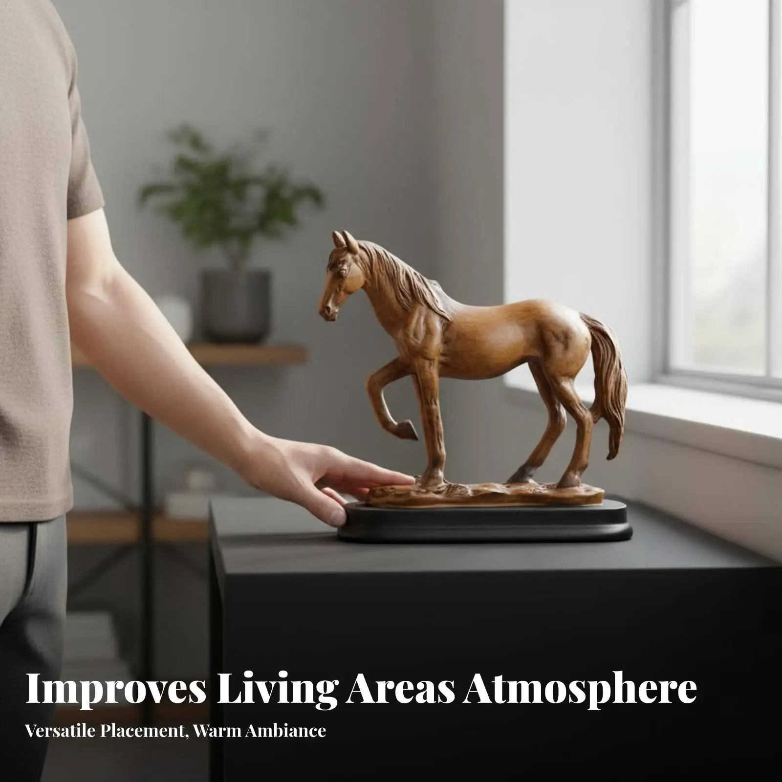 Striking Resin Horse Figurine for Home Office Decor Sculptures and Figurines Modern Statue Success Symbol