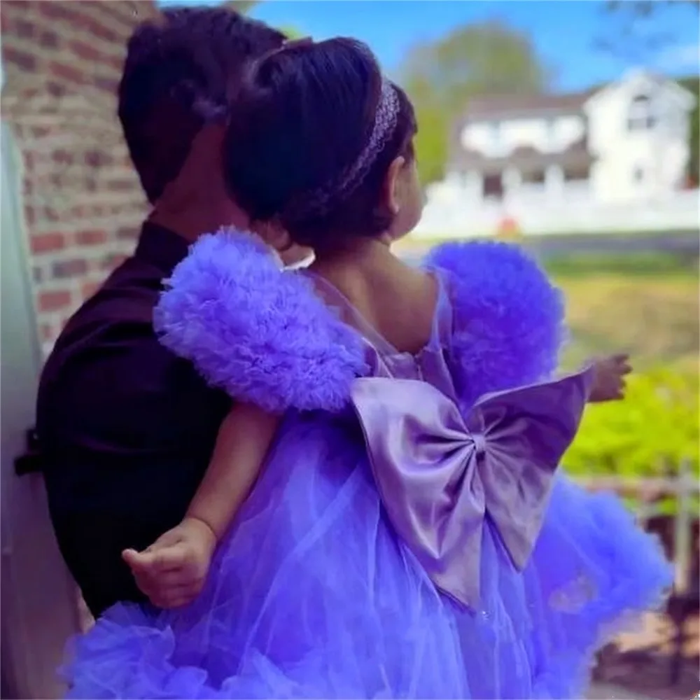 Abito da sposa personalizzato per ragazza di fiori, cintura con fiocco, soffice principessa, festa di compleanno, spettacolo, prima comunione, abito da sera personalizzato