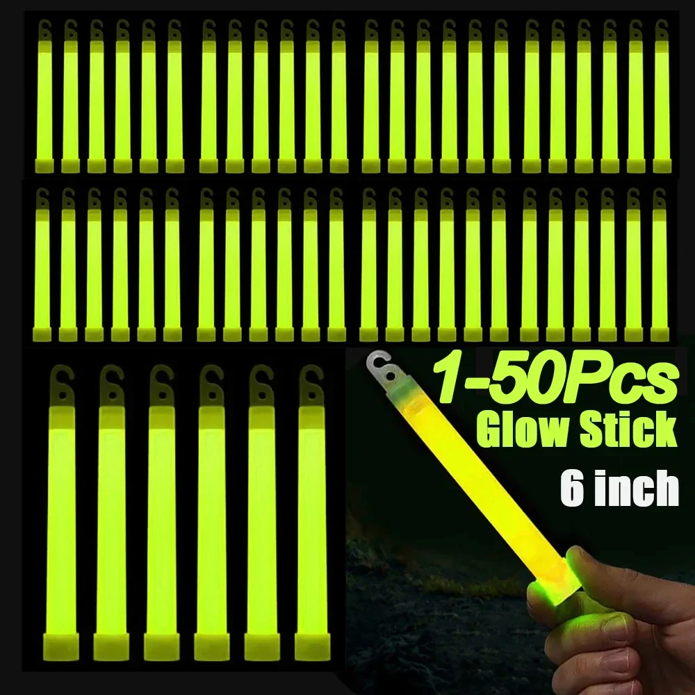 1–50 Stück Leuchtstäbe mit Haken, 15,2 cm, Fluoreszenzlicht für Wandern, Camping, Outdoor, Notfall, Konzert, Party, Leuchtstäbe